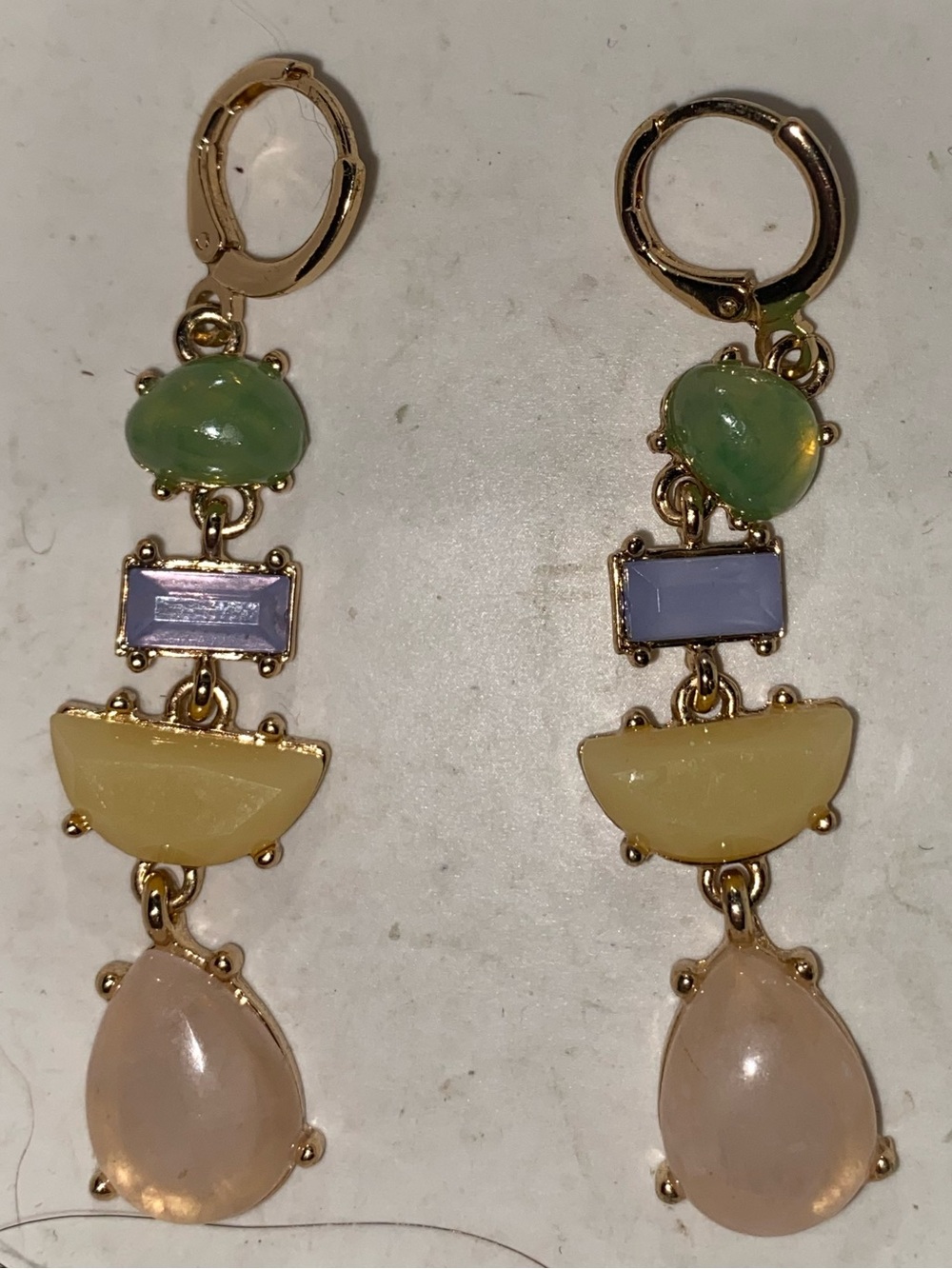 Multi-Stone Drop Earrings in Pastel Colors